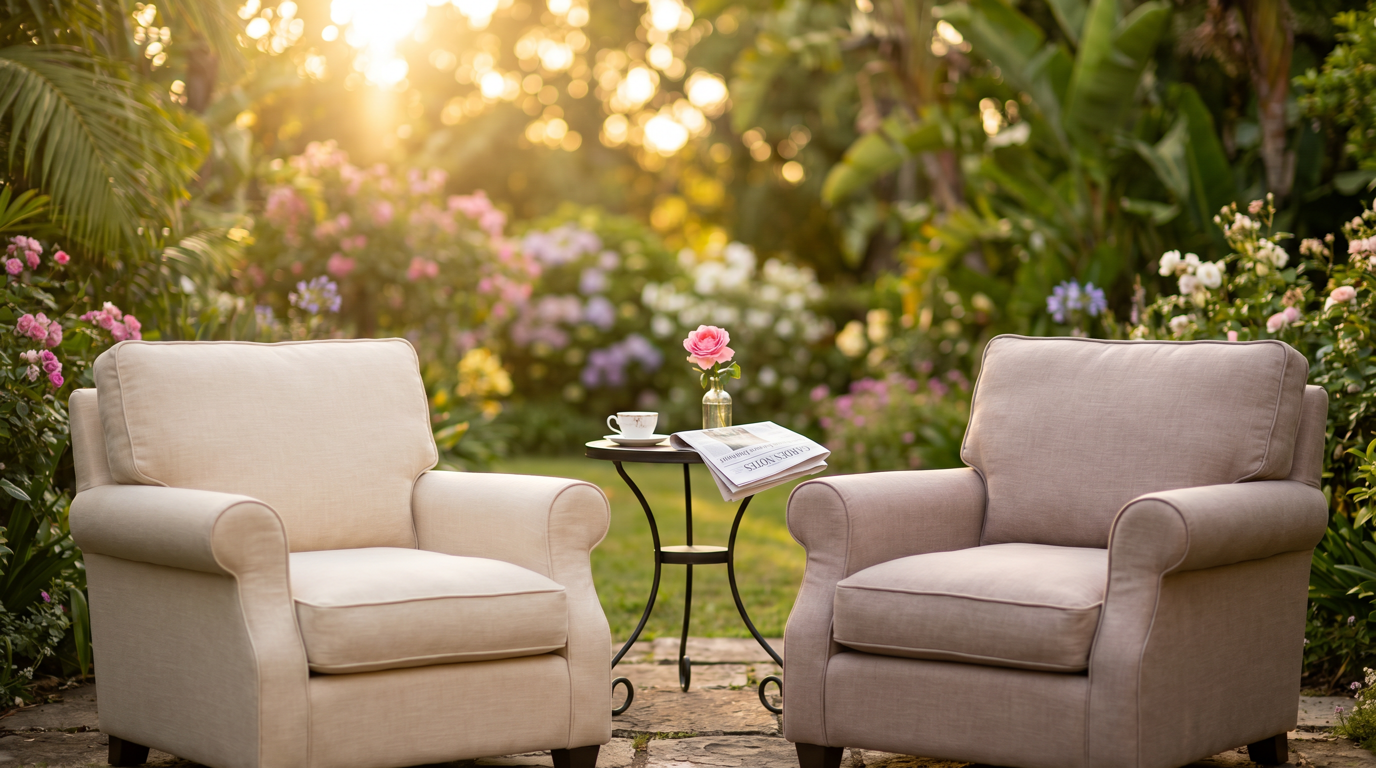 A softly lit lounge stage set for a face-to-face family conversation.